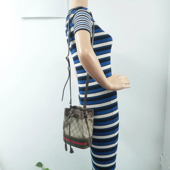 100% Authentic GUCCI  Ophidia Brown Canvas Shoulder Bag 929-101524 - Picture 12 of 12